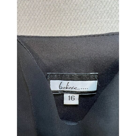 Believe Womens Midi Tank Slip Dress Size 16 Black Sleeveless Ruffled Hem Summer - Picture 4 of 11